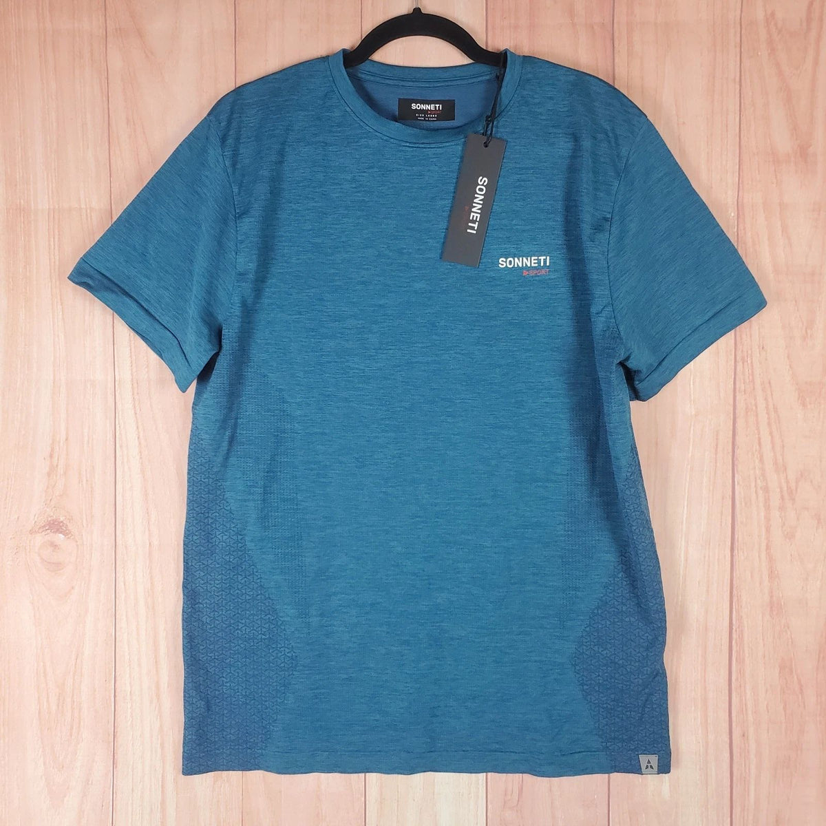 Sonneti Sport Shirt Mens Large Blue Geometric Spellout Logo Standard Fit Unisex