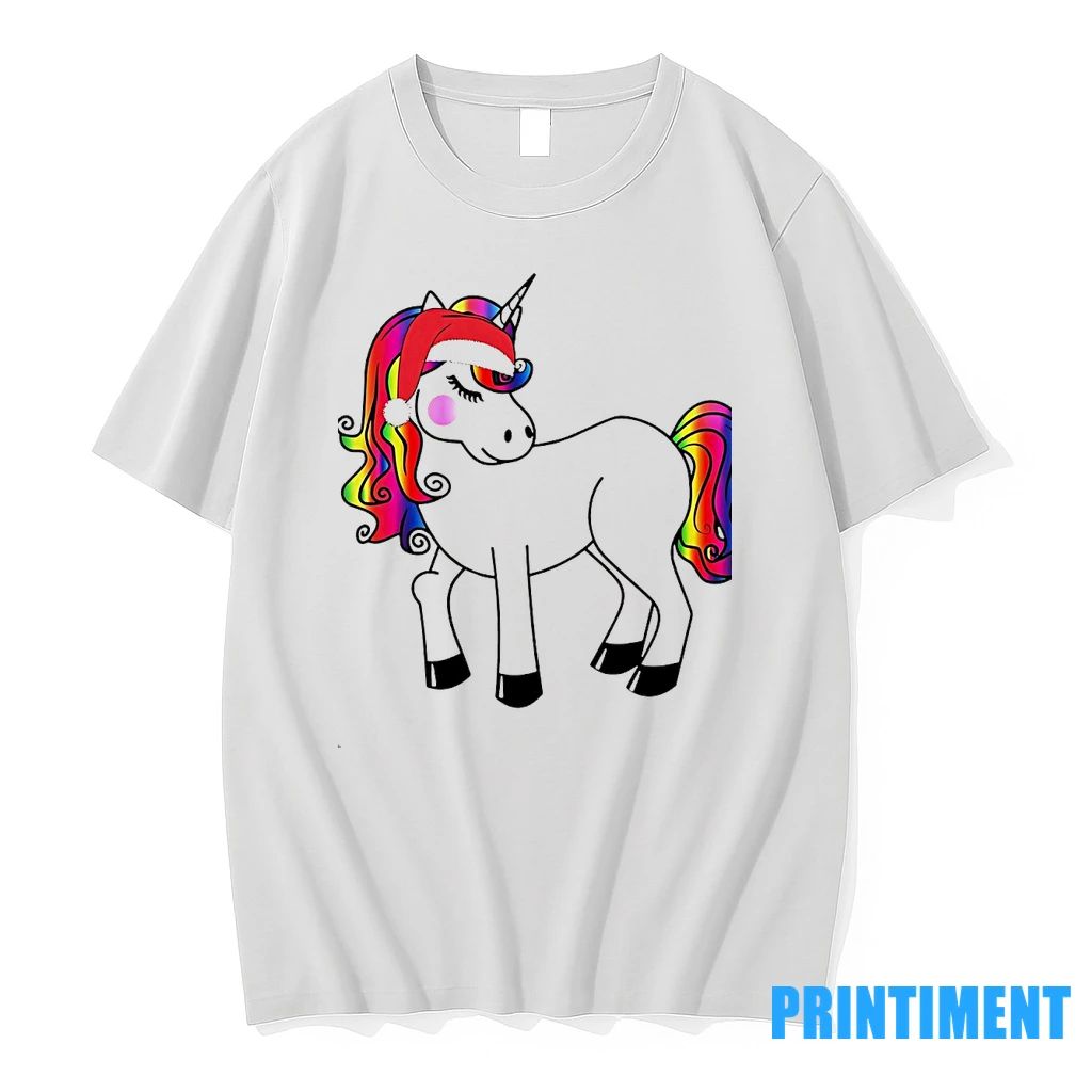 Rainbow Mane Christmas Unicorn Santa Hat Christmas Tshirts Sweater Unisex