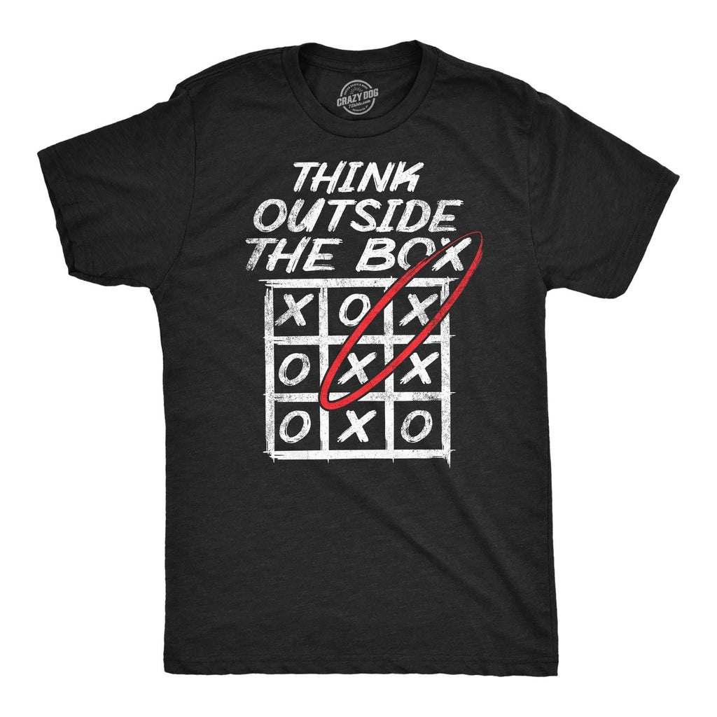 Mens Funny T Shirts Think Outside The Box Sarcastic Graphic Tee for Men Unisex