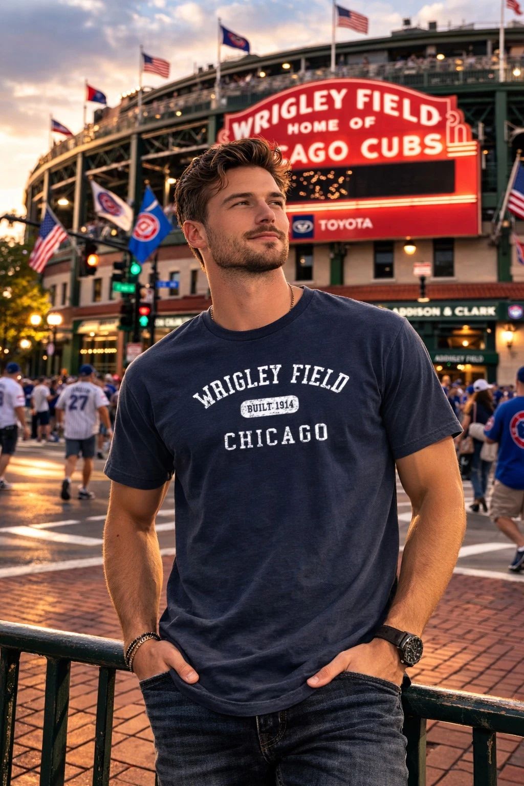 Wrigley Field Chicago Soft Style Navy Blue Unisex