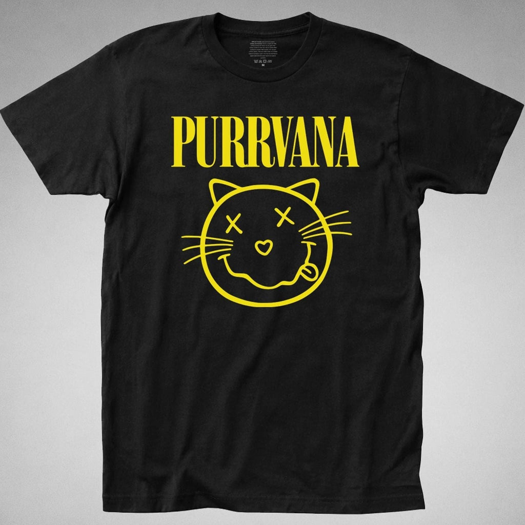 PURRVANA TEE cat grunge kurt funny parody grunge is dead 90s cobain purr Unisex