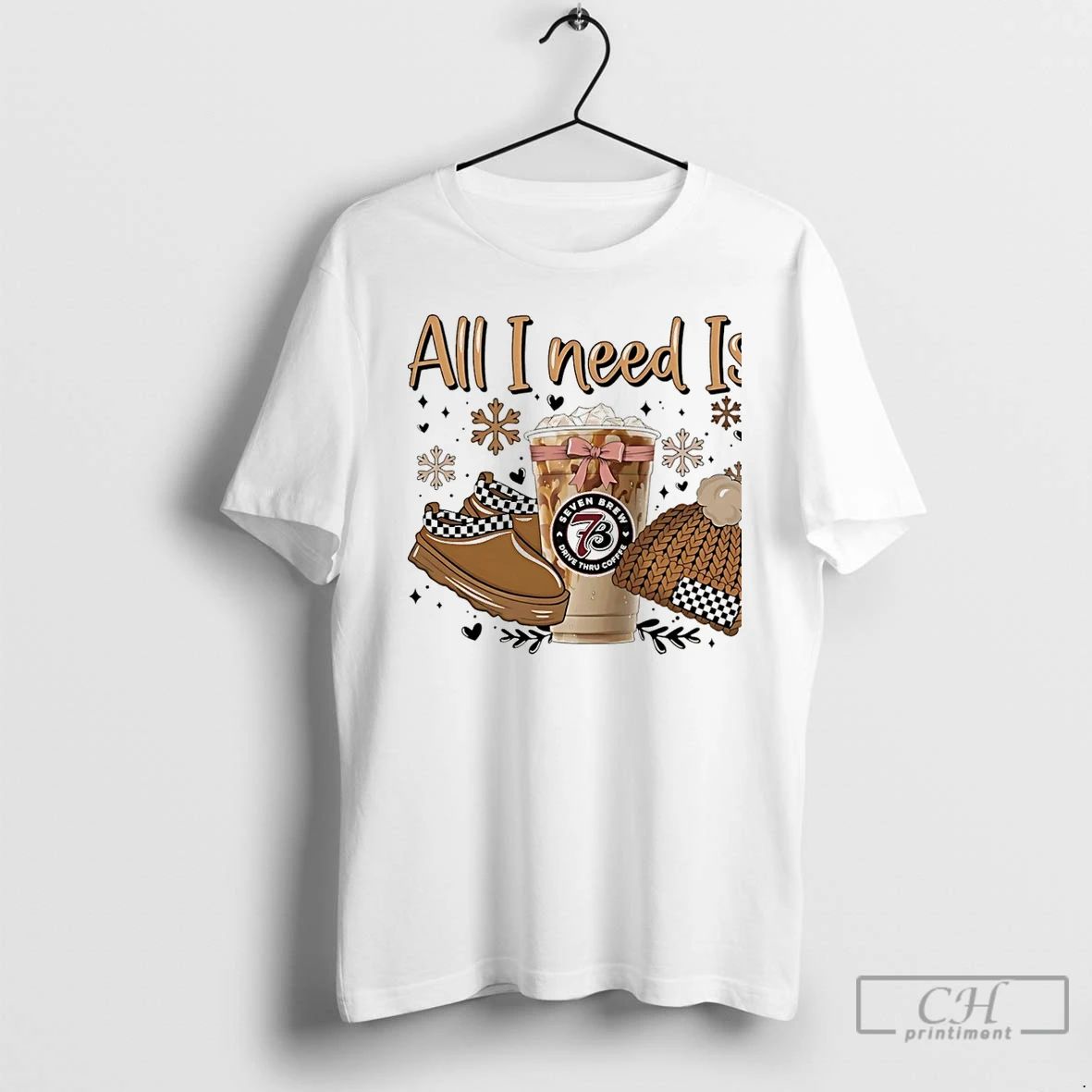 Premium All I Need Is 7 Brew Coffee Shoe And Wool Hat Christmas T Shirts Unisex