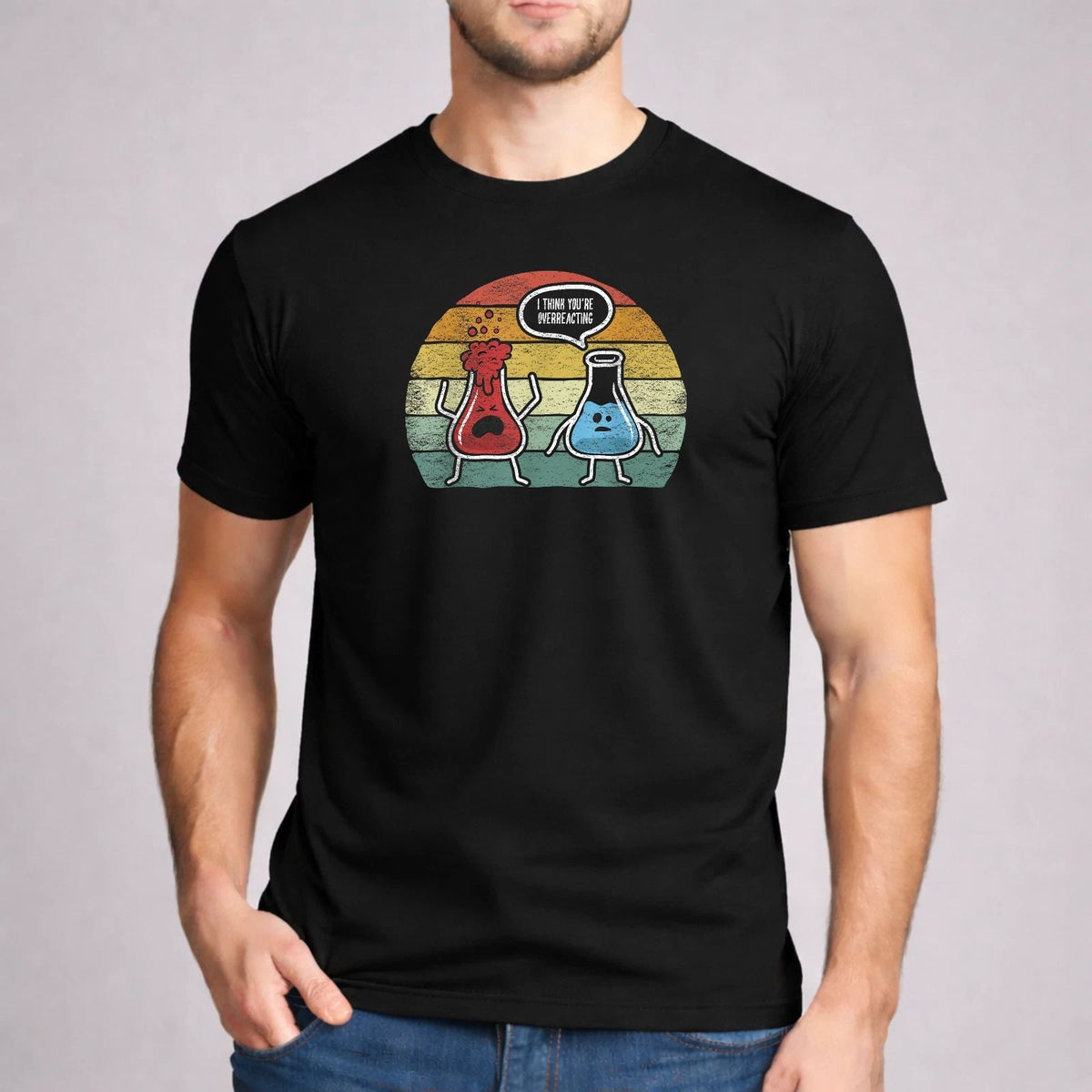 Chemistry Teacher Shirt Overreacting Pun Funny Science Nerd Gift Gildan Black Unisex