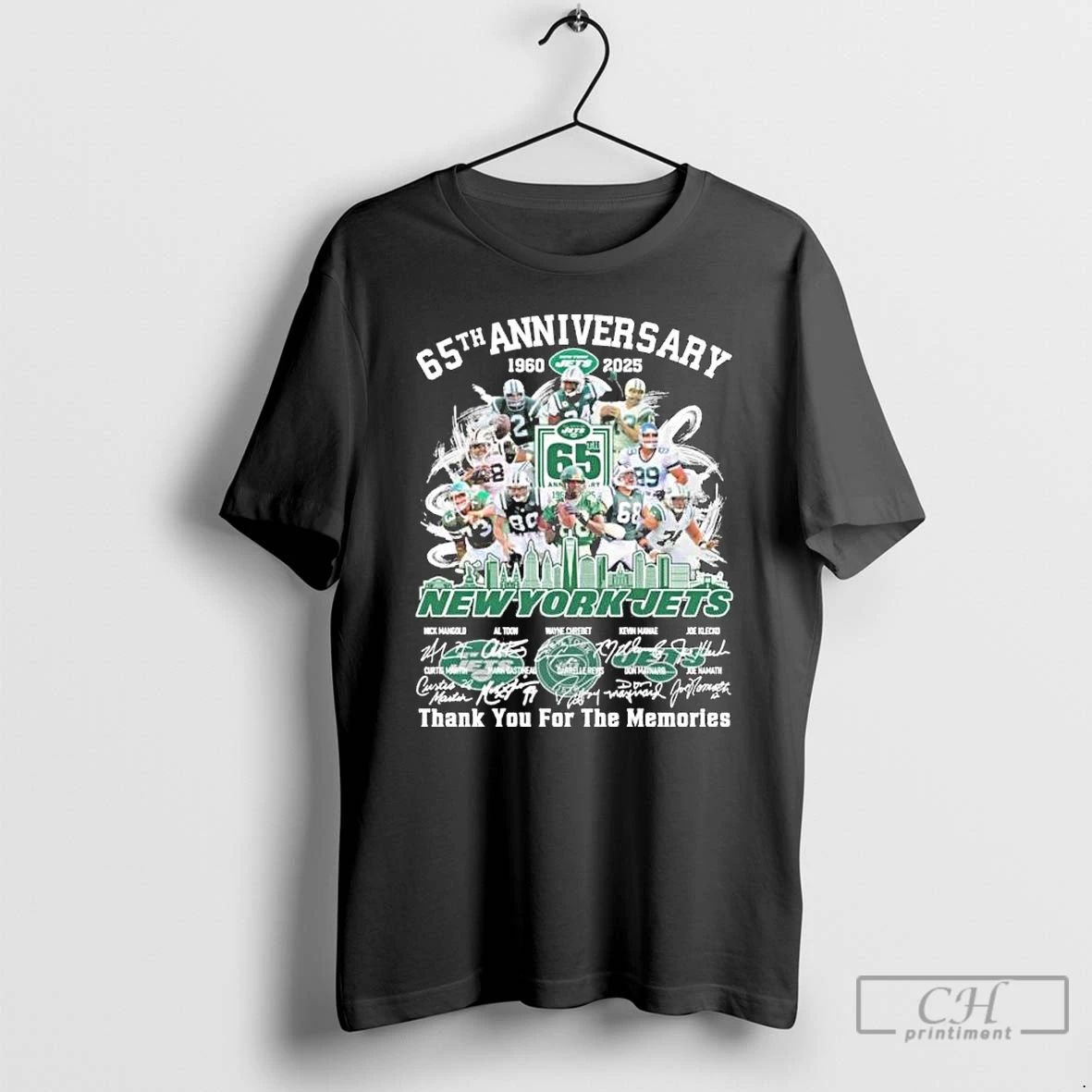 Premium 65th Anniversary 1960 2025 New York Jets Team Signatures T Shirts Unisex
