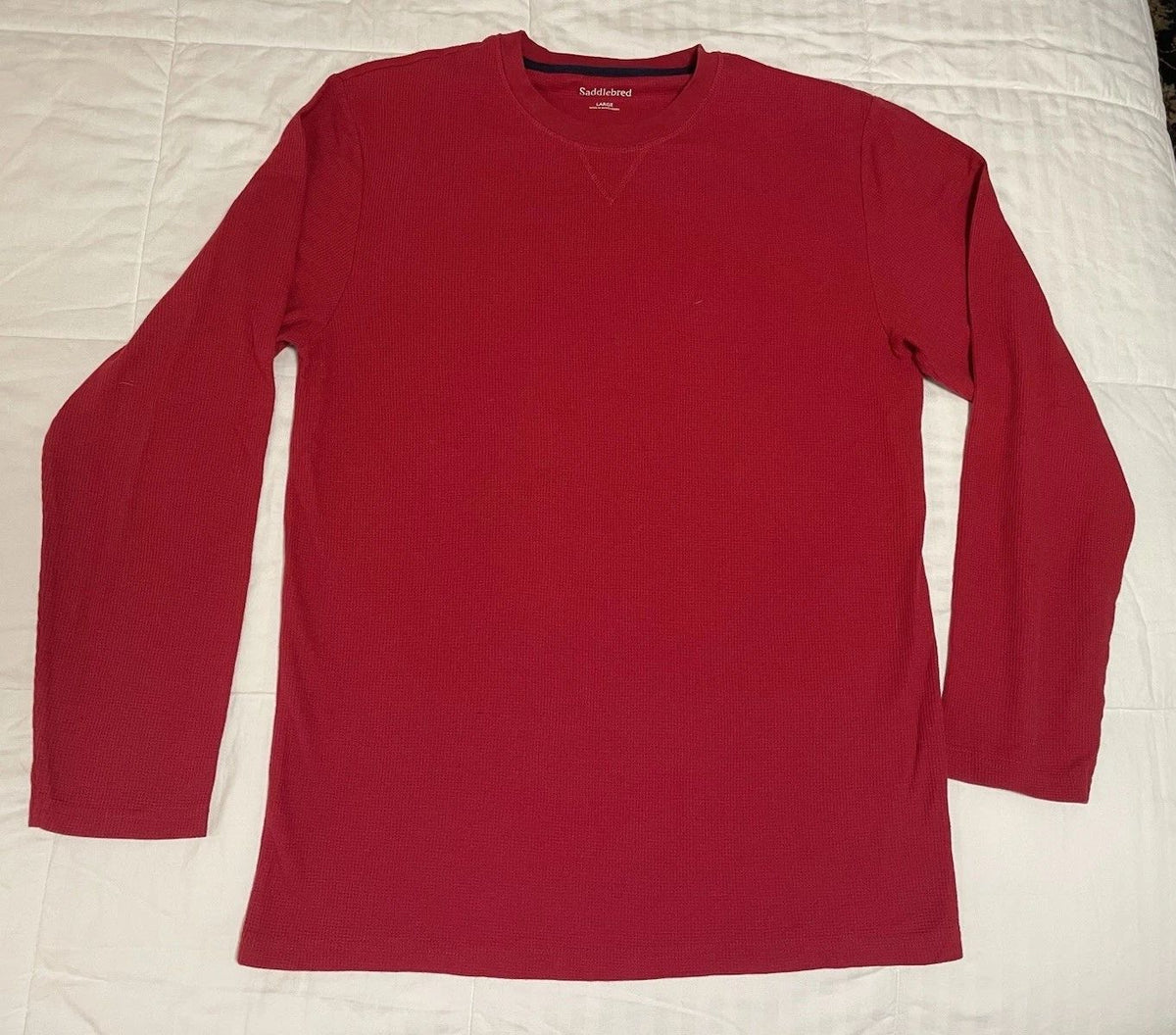 NWOT Saddlebred Men's Long-Sleeve Thermal Shirt Red Cotton Blend Size L Unisex