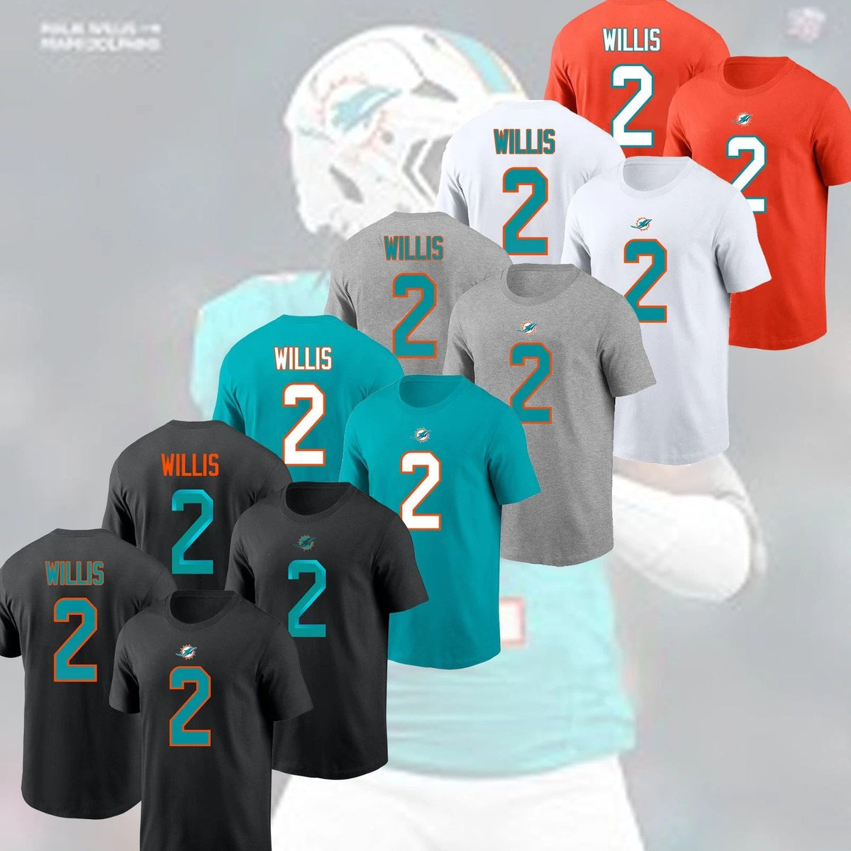 HOT SALE! Malik Willis #2 Miami D0lphins 2026 Name & Number Gift For Fans Unisex