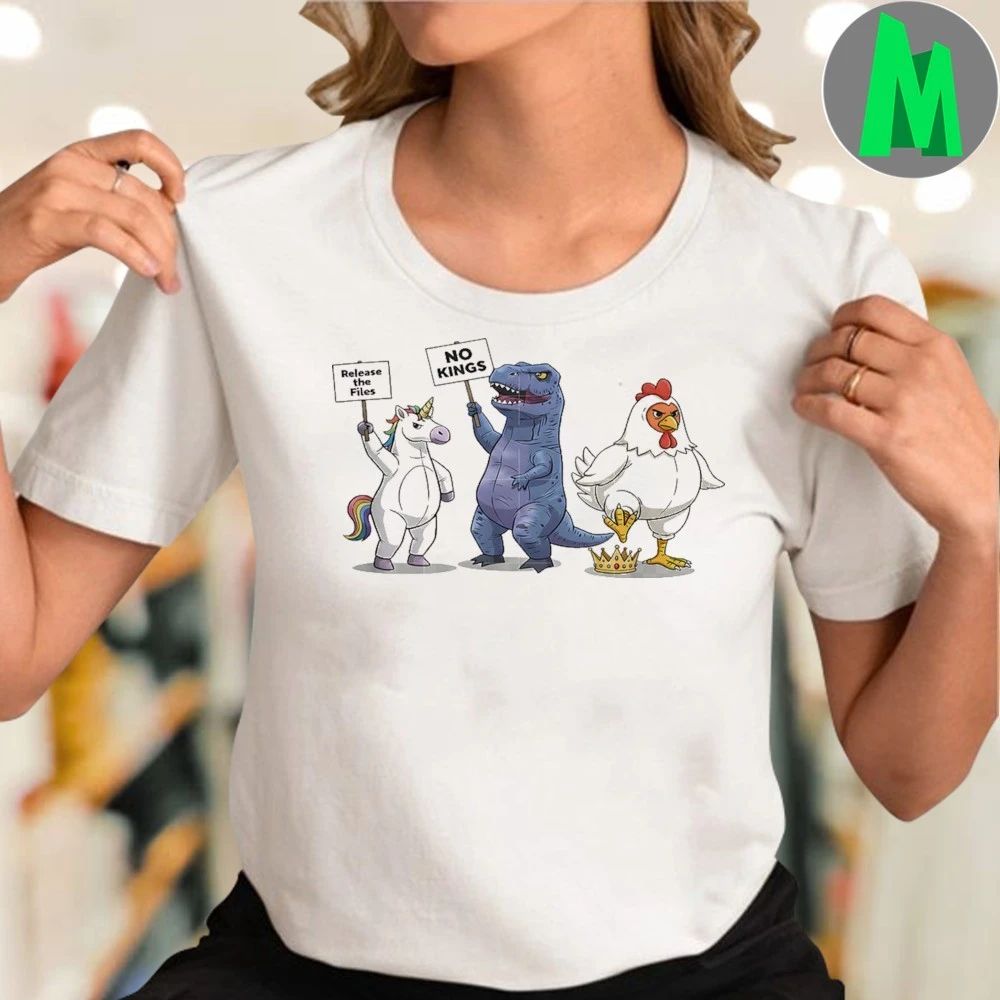 No Kings Unicorn, Dinosaur, Chicken Protest Shirt Unisex