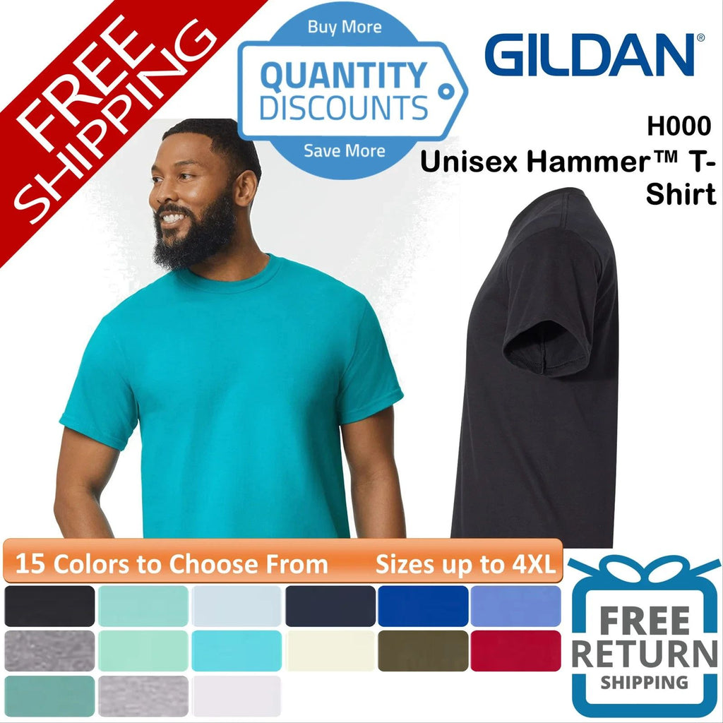 🔥 Gildan Unisex Hammer Cotton & Blends Short Sleeve Up To 4XL H000 Unisex