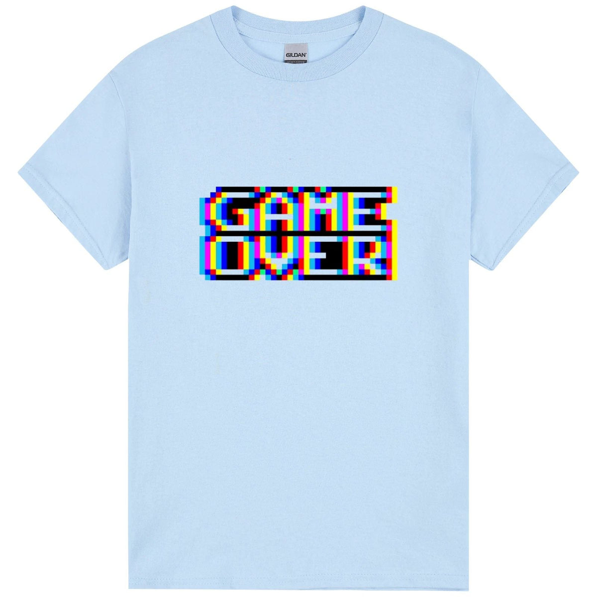 Game Over Gaming Funny Gamer Retro Light Blue Mens T Shirt Tee Top Unisex