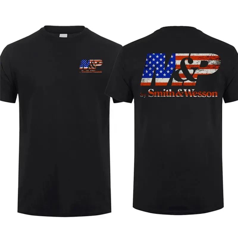 Smith & Wesson America Flag , Unisex Short Sleeve Casual 100% Cotton, Top Unisex