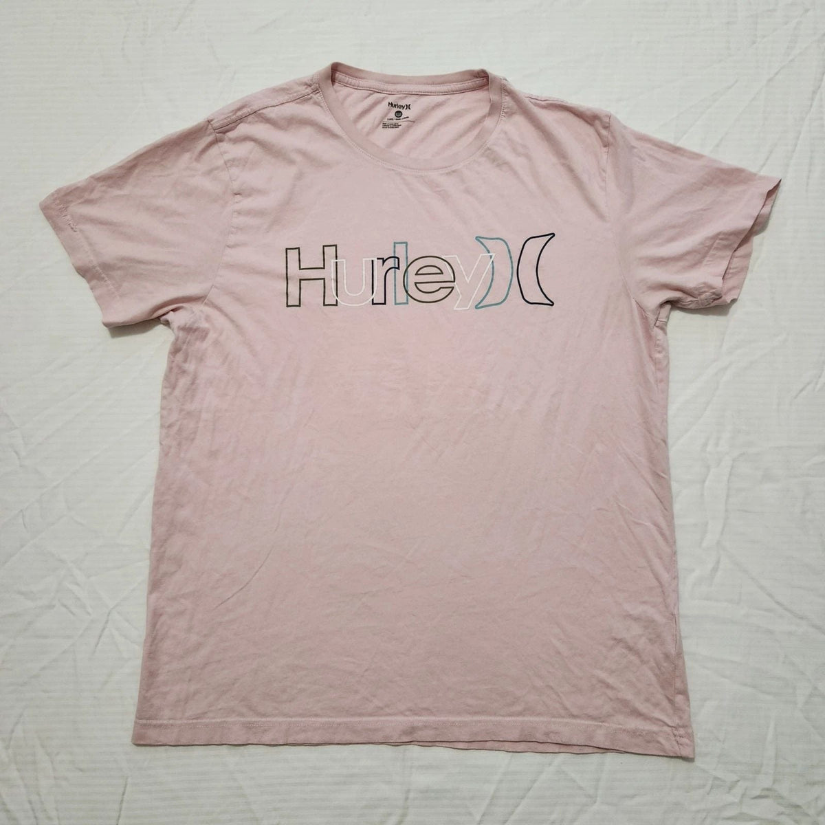 Mens HURLEY Logo Tshirt Sz XL Light Pink Surf Beach Unisex