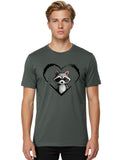 Raccoon-Heart Mens Graphic Tee, 100% Cotton, Casual Summer Wear Unisex