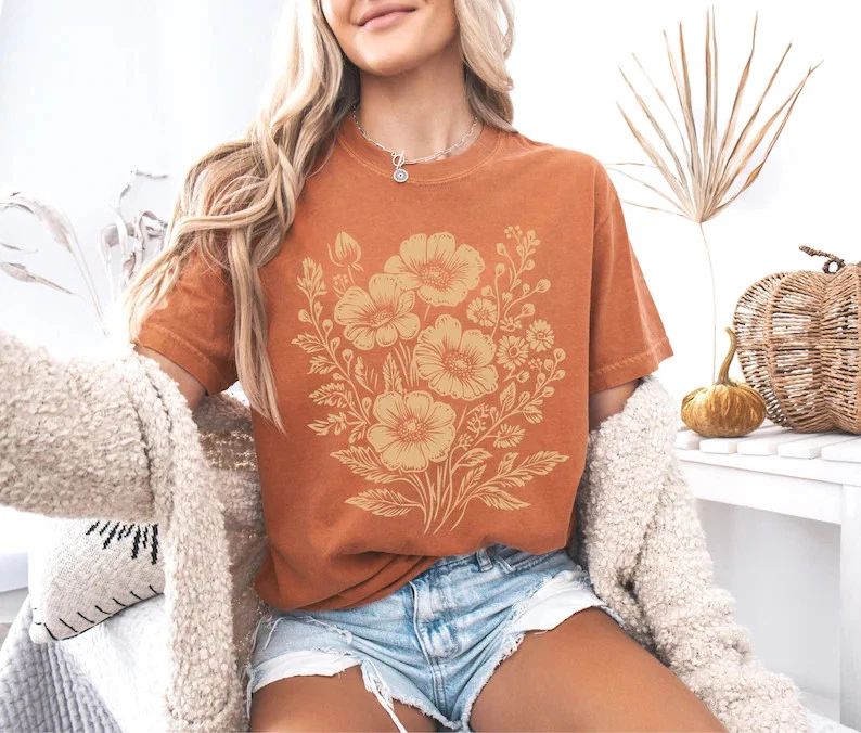 Vintage Flower Style Comfort Tee Shirt Aesthetic Floral Graphic Gift Top Unisex