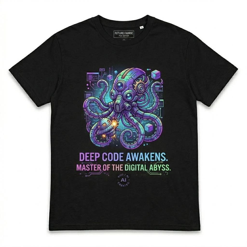 Cyberpunk Octopus Scifi Kraken Deep Code Awakens Tech Coder Gamer Tee Unisex