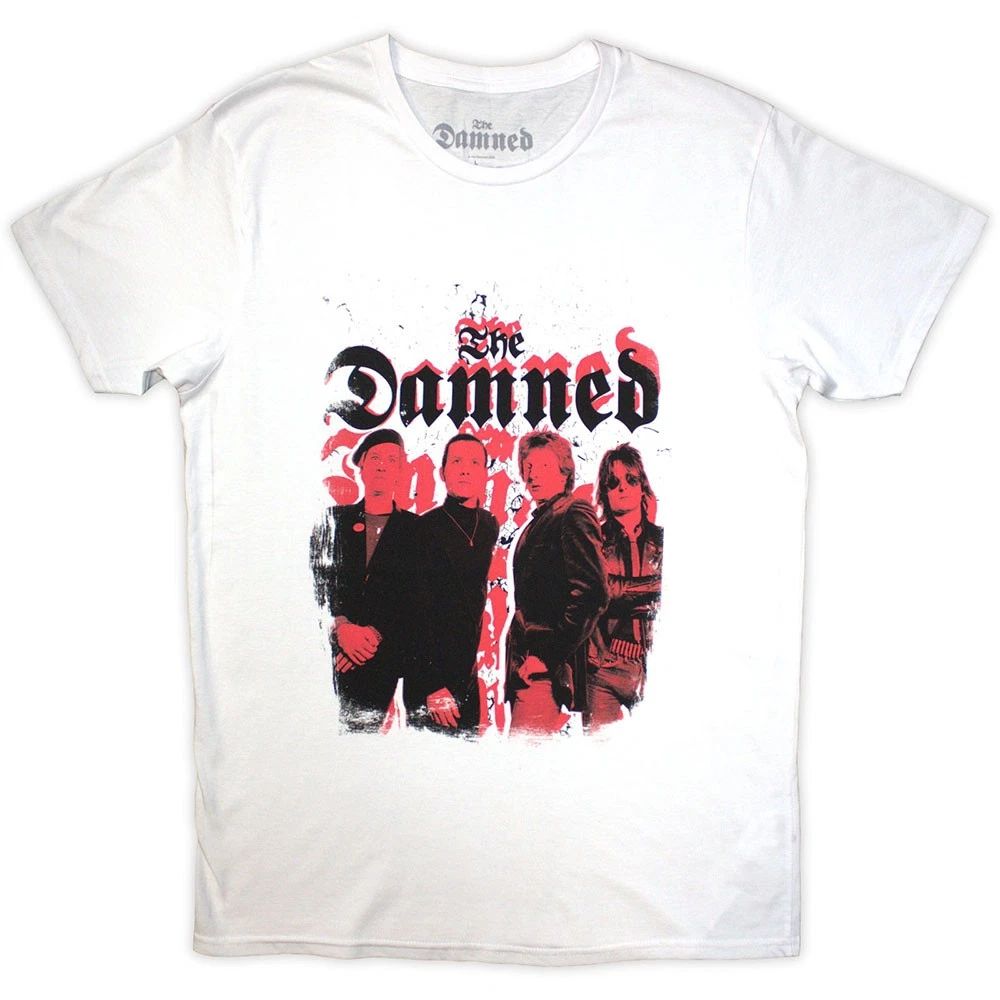 The Damned Repeat Logo Photo White New Unisex