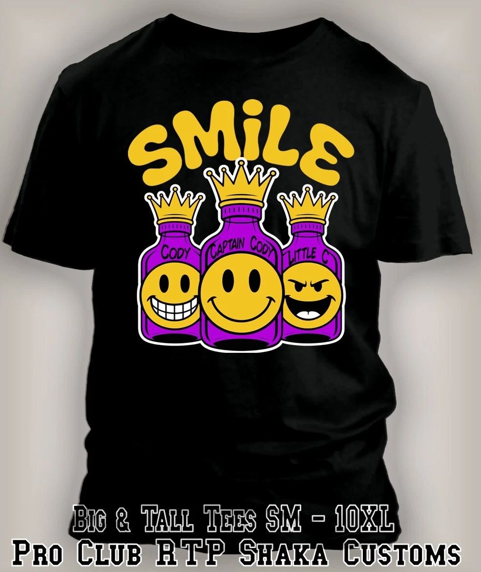 Captain Smiley Face Lean Team Graphic Big &Tall Sm T Streetwear Hip Hop Party T Unisex