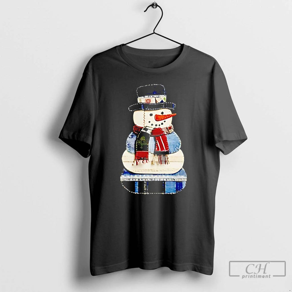 Classic Snowman Patchwork Christmas T Shirts Unisex