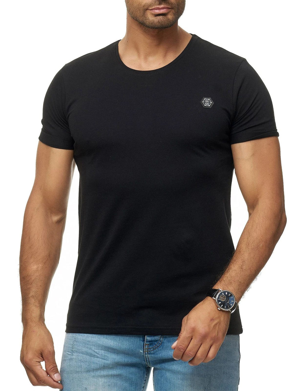Redbridge Mens Basic Shirt Short Sleeve Tshirt Roll Up Cotton M1303 Unisex