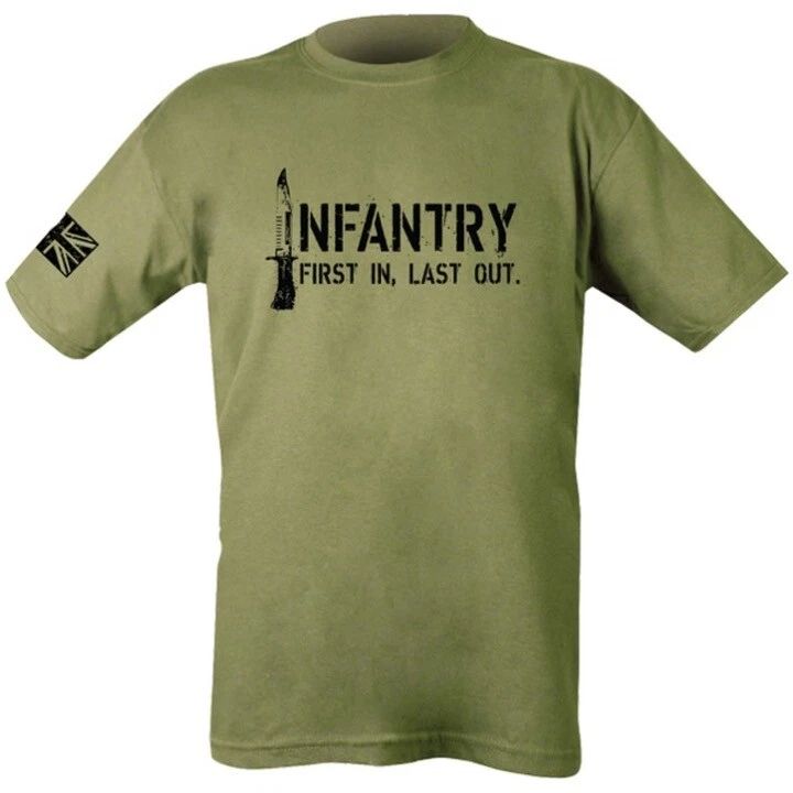 BRITISH ARMY INFANTRY MENS S-2XL FIRST IN LAST OUT UNION JACK YORKSHIRE Unisex