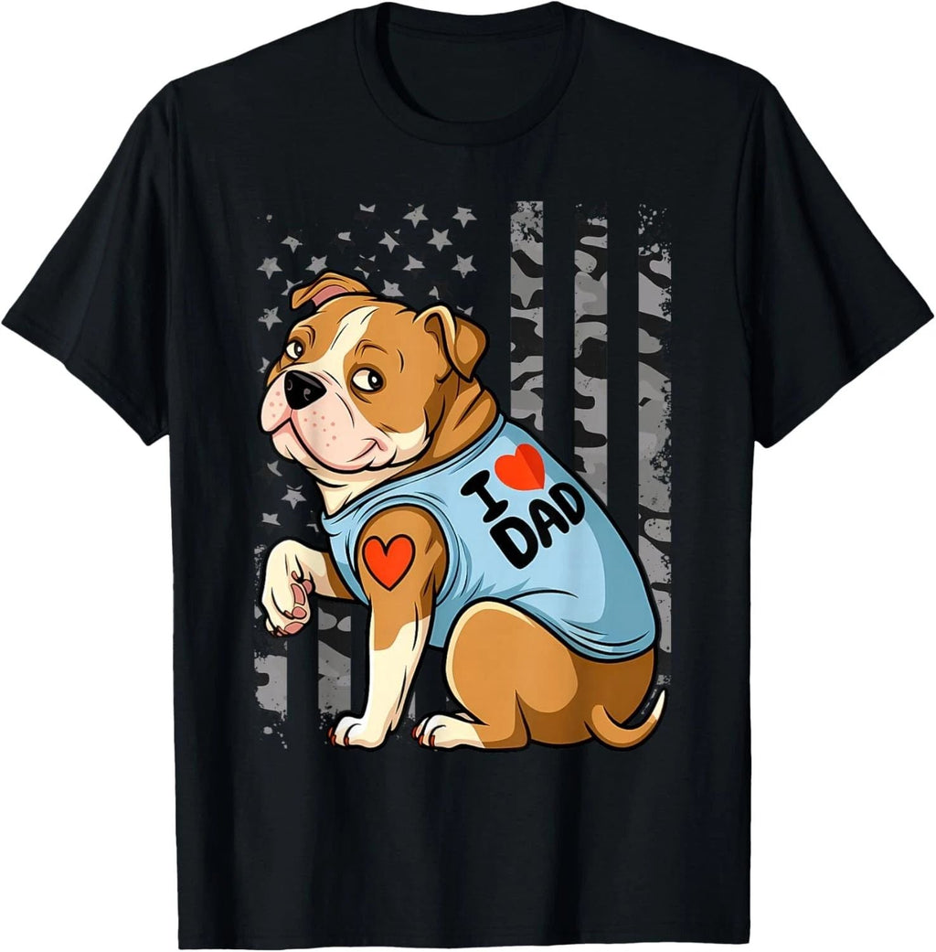 Pitbull Dog I Love Dad Tattoo Funny Family Unisex