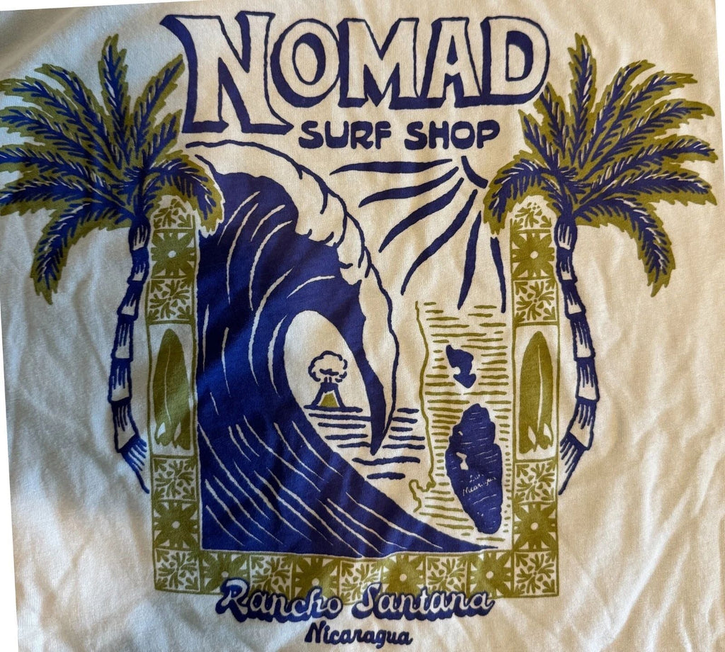 Next Level NOMAD SURF SHOP Mens blue graphic print Rancho Nicaragua NWT Unisex
