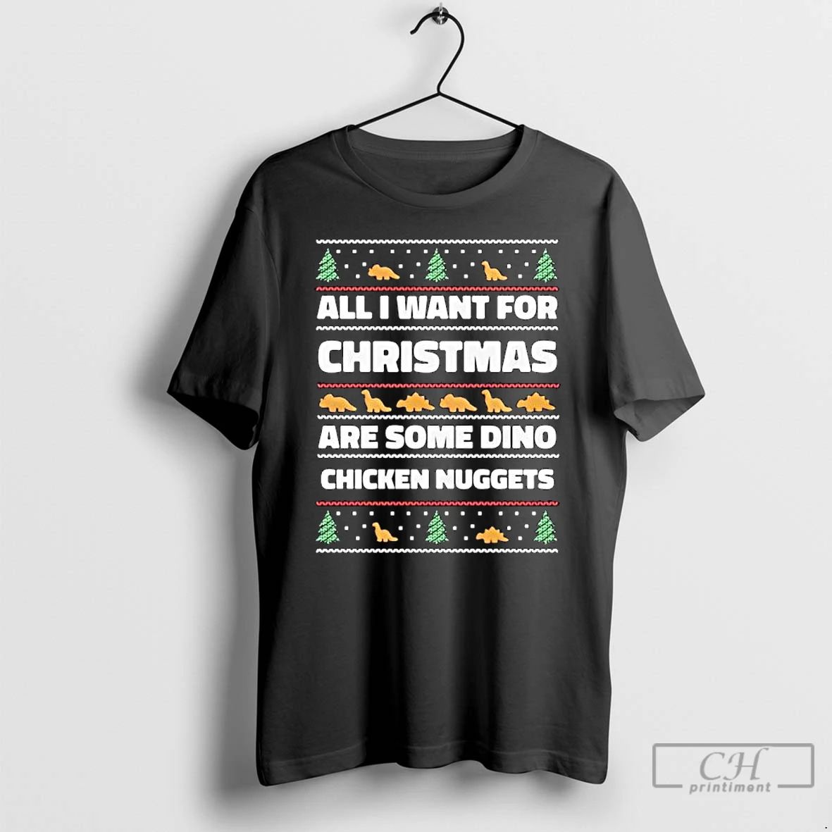 Classic All I Want For Christmas Are Some Dino Chicken Nuggets Ugly Christmas Ornaments Unisex