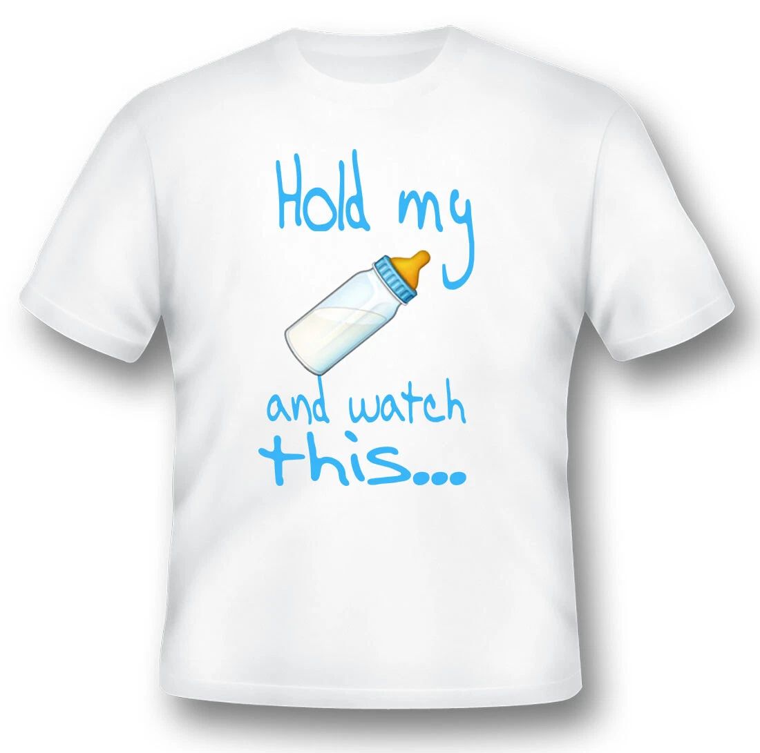 Hold my bottle and watch this. funny humor black or white tee Unisex