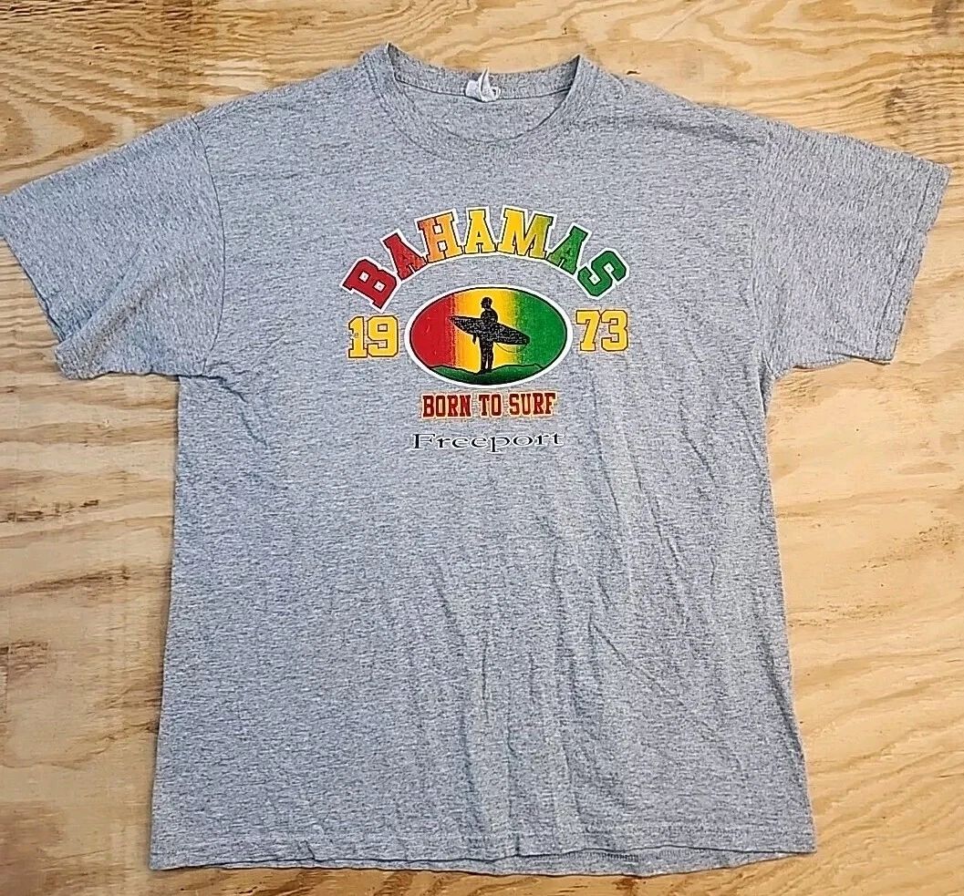 Bahamas Surf Graphics Gray Cotton Jerzees Mens XL Unisex