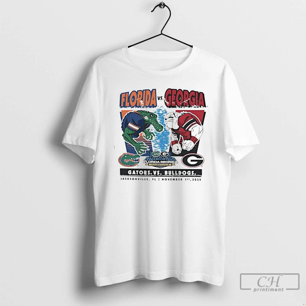 Classic Florida Gators Vs Georgia Bulldogs 2025 Rivalry Matchup Mascot T Shirts Unisex