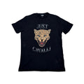 Just Cavalli Leopard Tiger Print T Shirt Tee Black Luxury Men's Size Slim L M Unisex