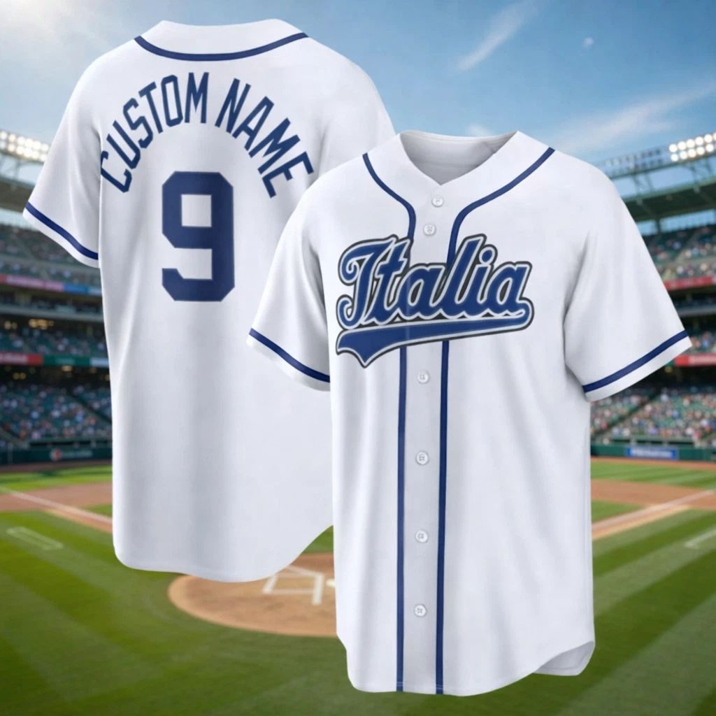Italy Baseball Jersey Custom Name Number Flag Team Style Unisex Shirt S-5XL Unisex