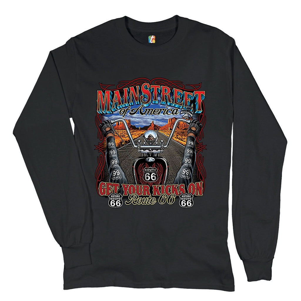 Main Street of America Long Sleeve Get Your Kicks on Route 66 Biker Unisex
