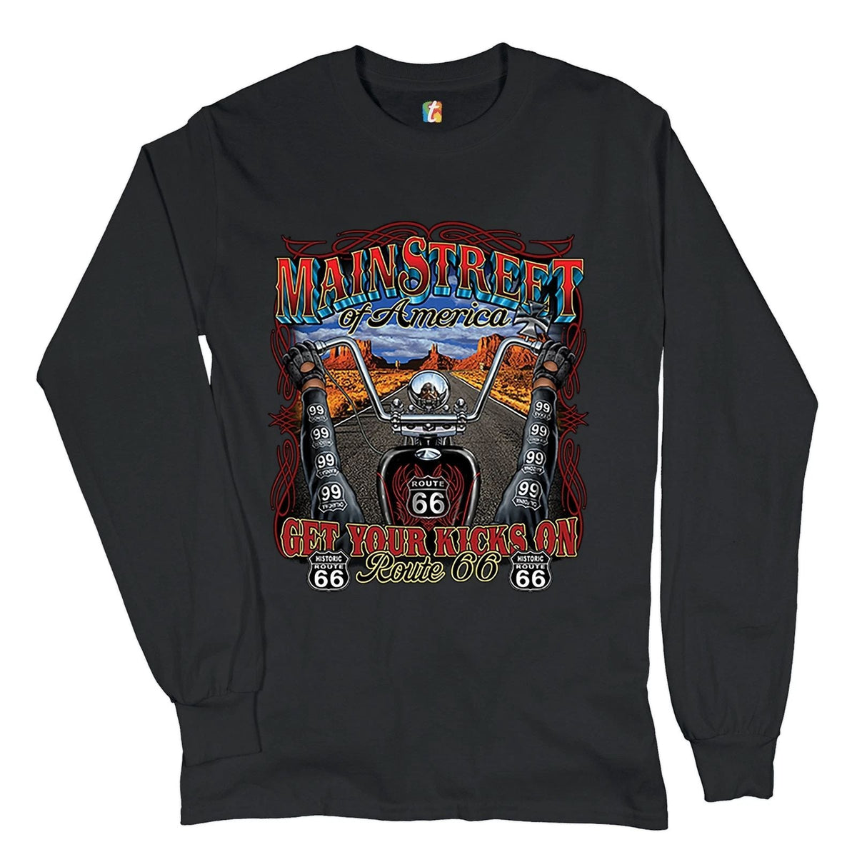 Main Street of America Long Sleeve Get Your Kicks on Route 66 Biker Unisex