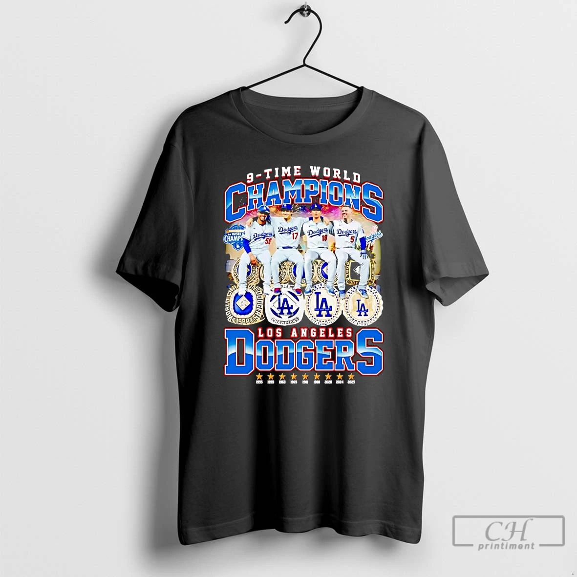 Premium Los Angeles Dodgers 9 Time World Series Champions Players T Shirts Unisex