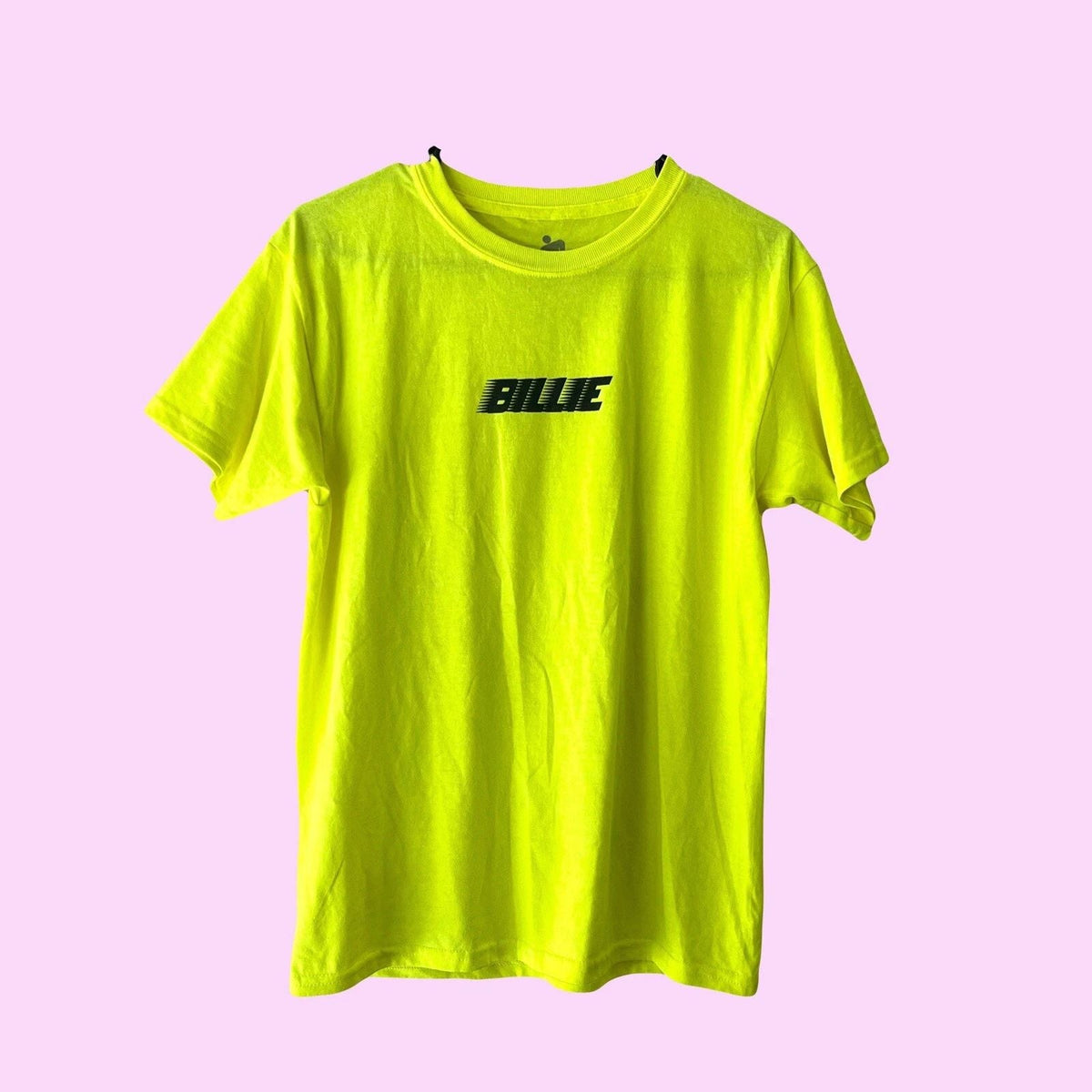Billie Eilish Neon Fluorescent Yellow Simple Logo Band T Shirt Unisex Size XS Unisex