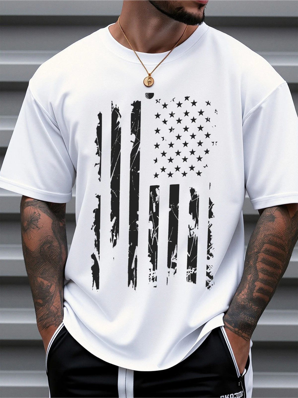 Men’s American Flag Graphic Patriotic USA Casual Summer Tee Unisex