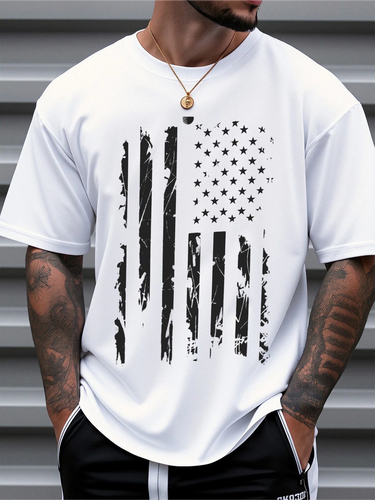 Men’s American Flag Graphic Patriotic USA Casual Summer Tee Unisex