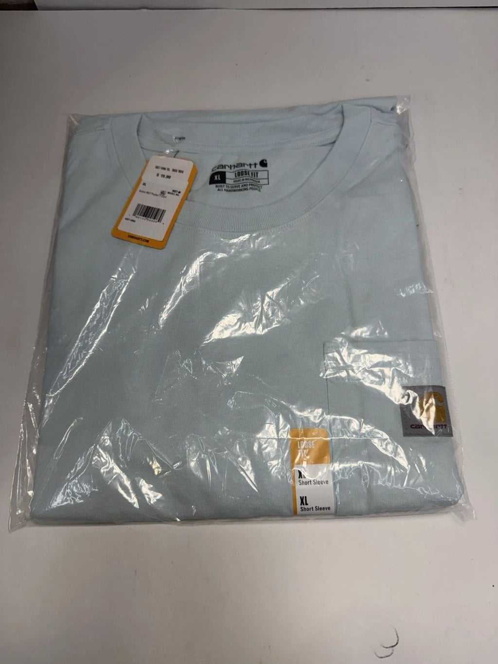 Carhartt K87 Pocket Men’s XL Loose Fit Light Blue Short Sleeve New Unisex