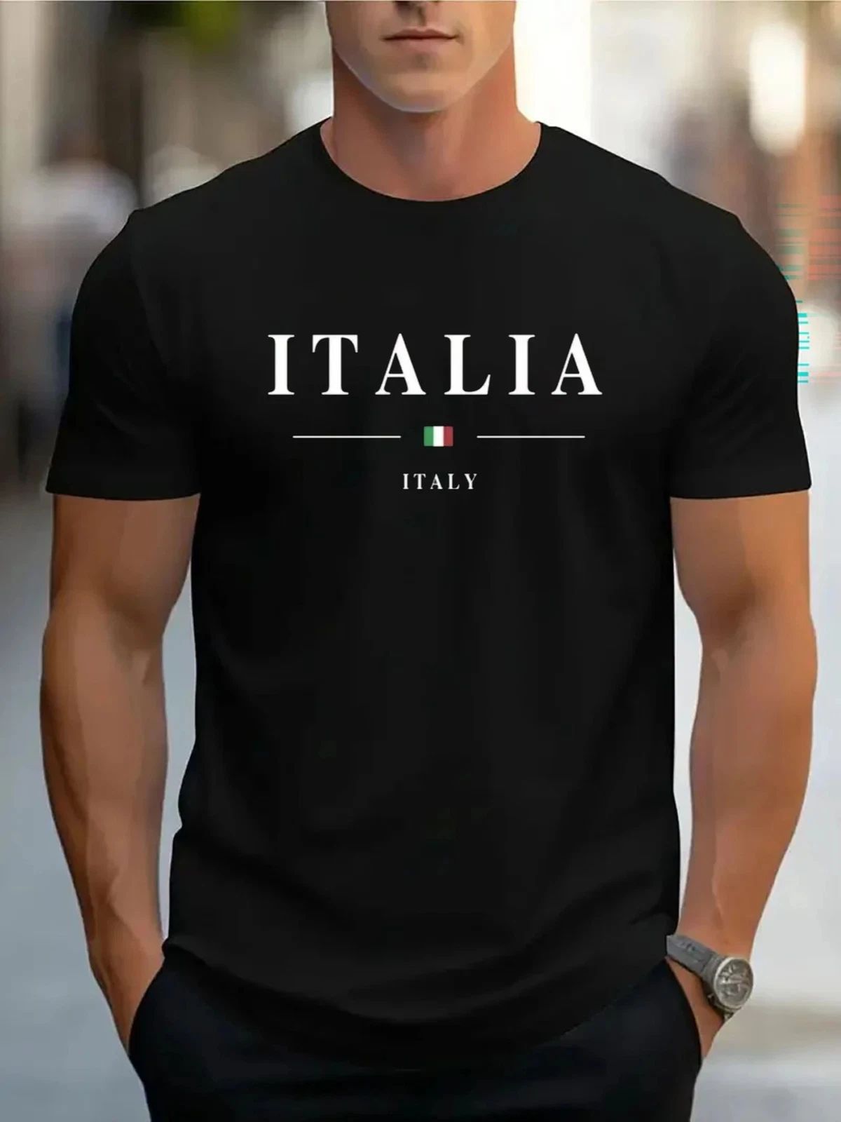 ITALIA Crew Neck Casual Short Sleeves Unisex