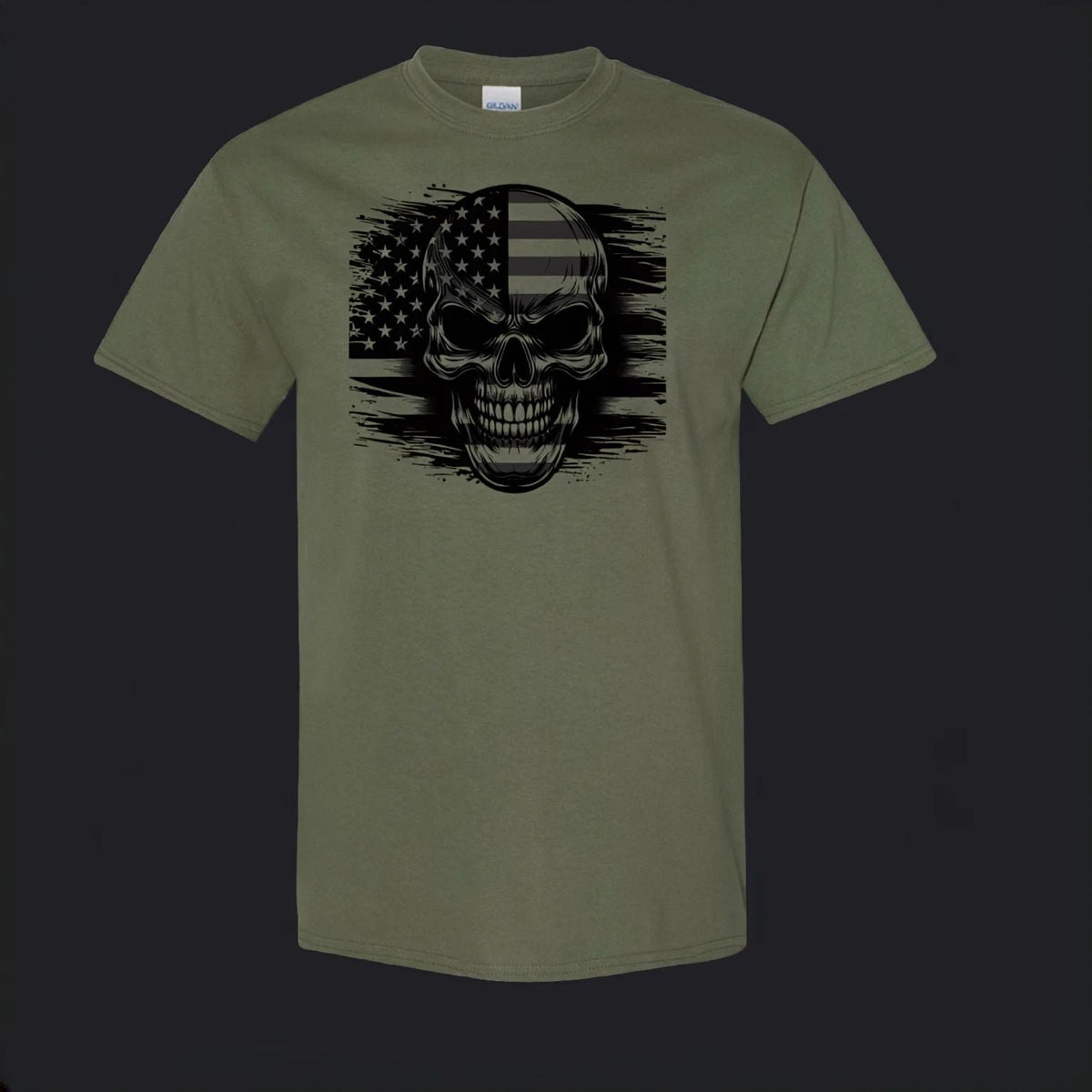 American Skull USA Flag Military Honor Veteran Patriotic Shirt Unisex