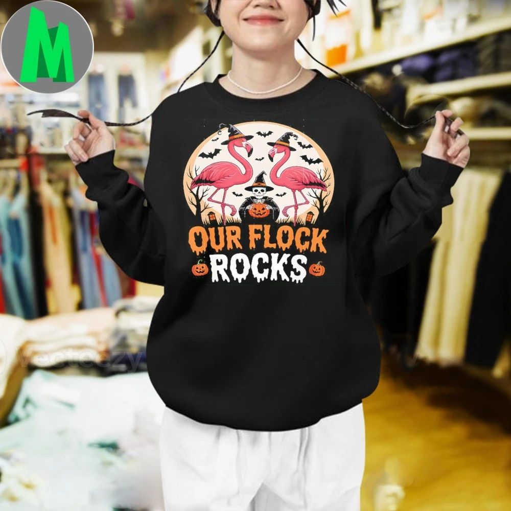 Our Flock Rocks Flamingo Halloween Costume Matching Family Shirt Unisex