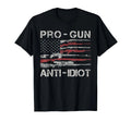 Pro Gun Anti Idiot Shirt Vintage USA Flag 2nd Amendment Unisex