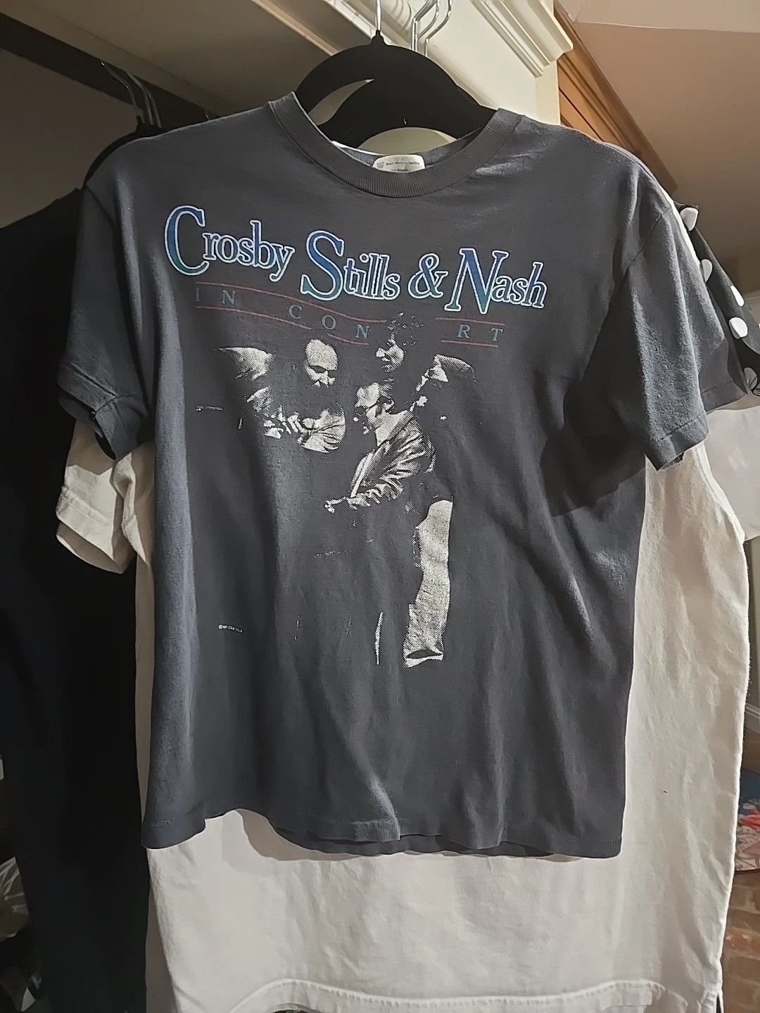 VINTAGE 1984 Crosby Stills & Nash Shirt CSN In Concert Tour Rock Music Band Sz M Unisex