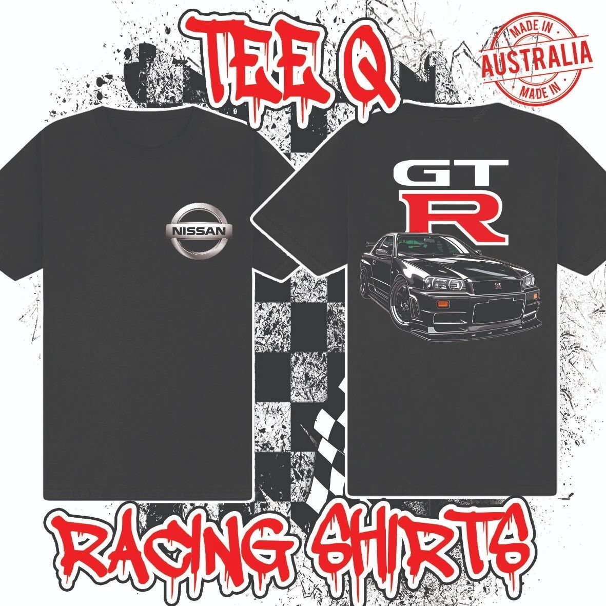Nissan Skyline R34 GTR ~ Premium Black Gildan Cotton Tee JDM Japan R32 R33 R35 Unisex