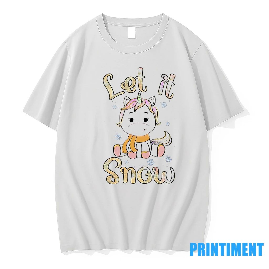 Let It Snow Cute Unicorn Winter Holiday Tshirts Sweater Unisex
