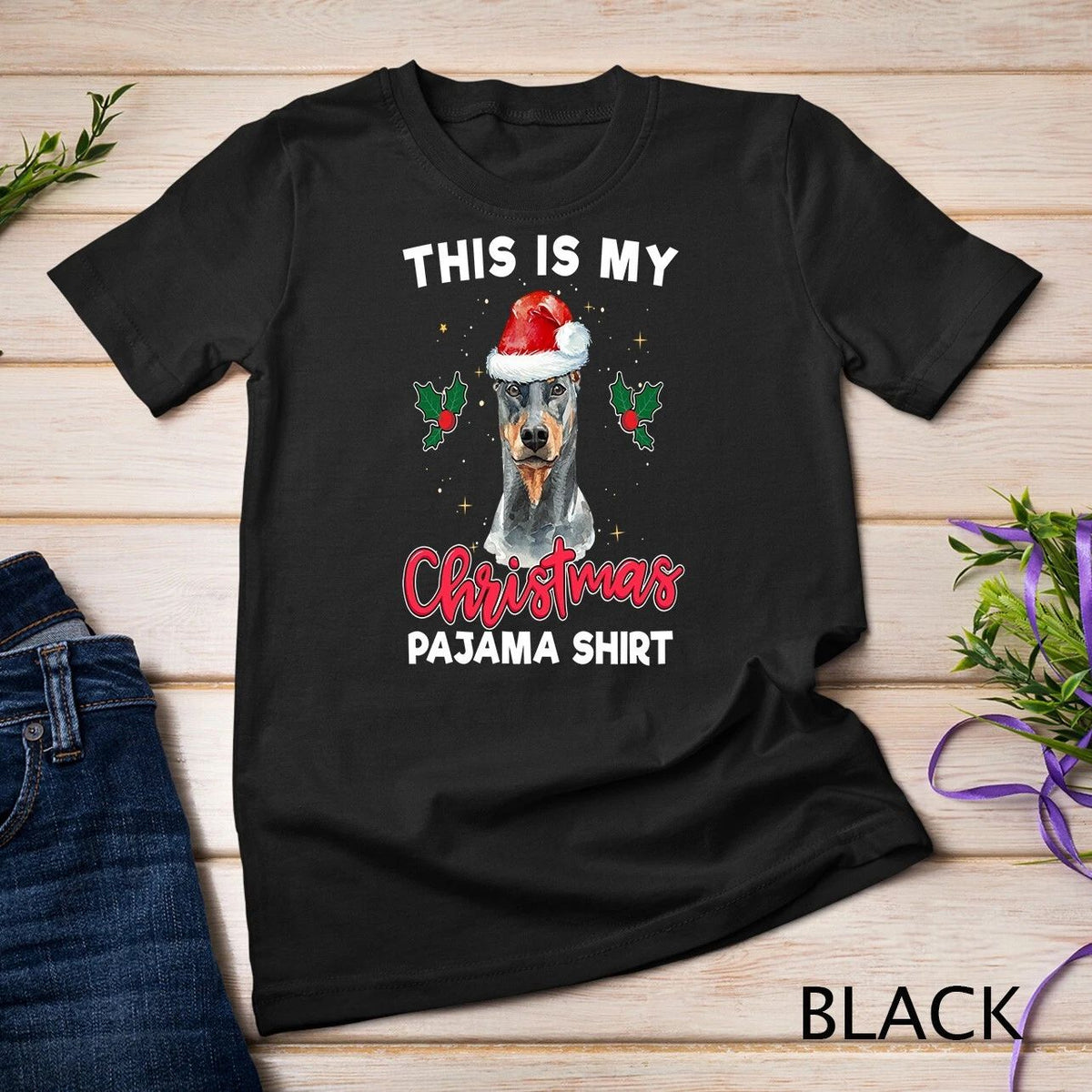 Doberman Pinscher Christmas Pajama Santa Dog Lover Gift Unisex Unisex
