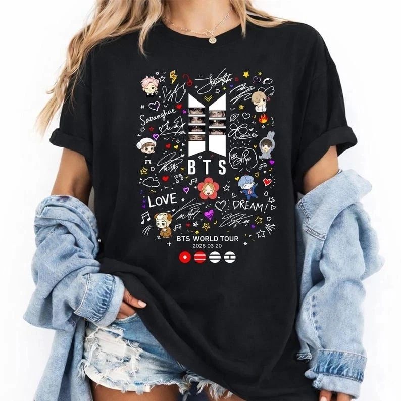 BTS World Tour 2026 Concert Shirt, Bangtan Kpop Army Merch Tee Unisex