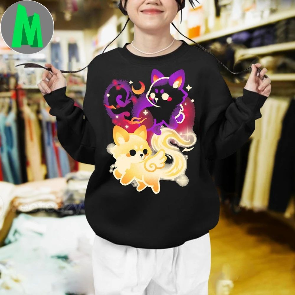 Original Kitsune Night and Day Foxes Shirt Unisex