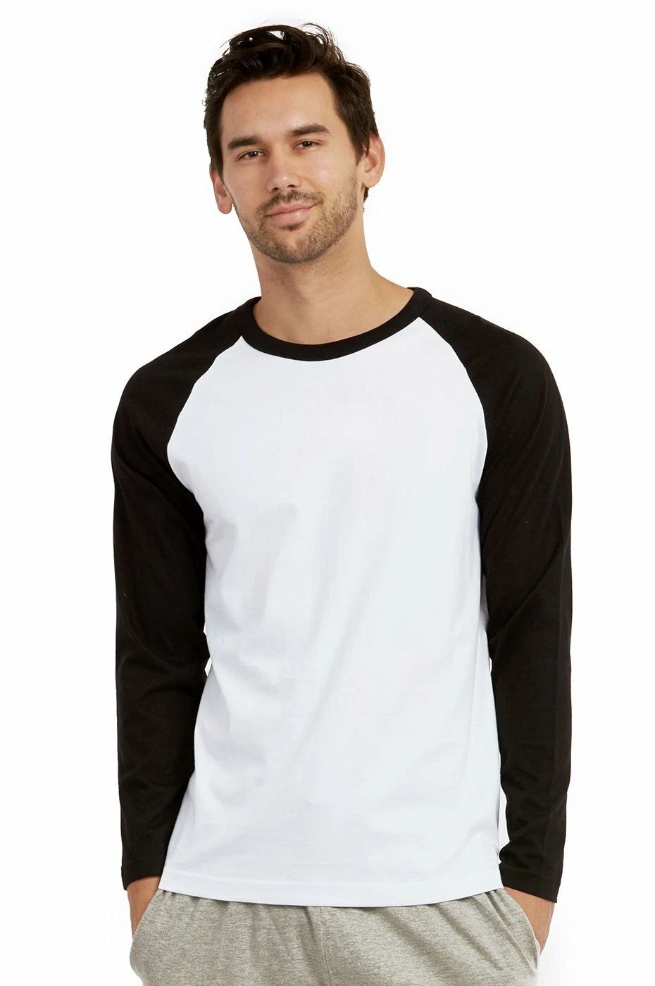 Men's Baseball Long Sleeve Premium Cotton Raglan Two Tone Jersey Tee Unisex