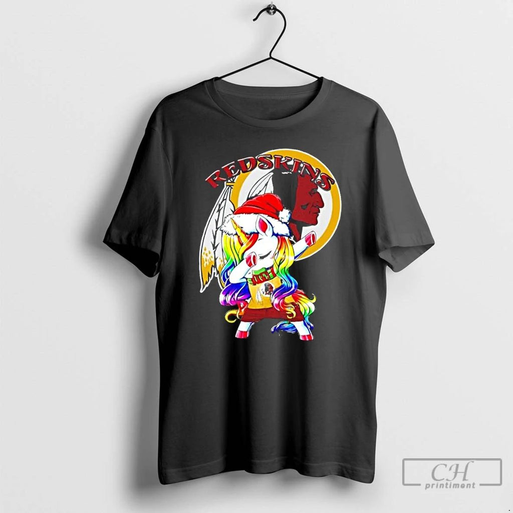 Premium Washington Redskins X Unicorn Santa Hat Dabbing Merry Christmas T Shirts Unisex